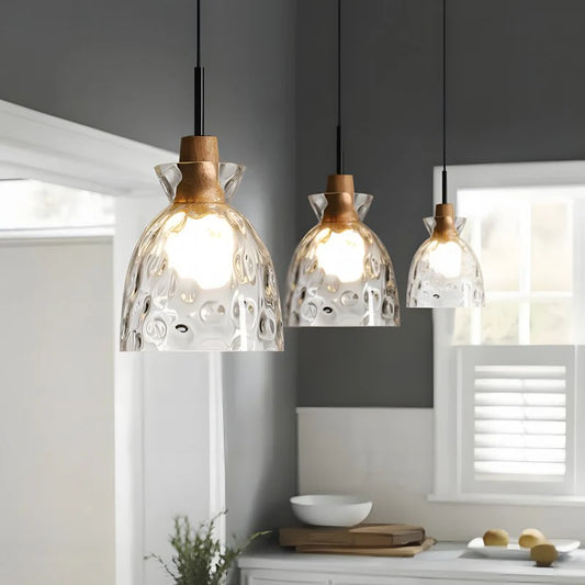 Vale Farmhouse Hammered Glass Dome Pendant Light