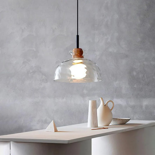 Vale Farmhouse Hammered Glass Dome Pendant Light