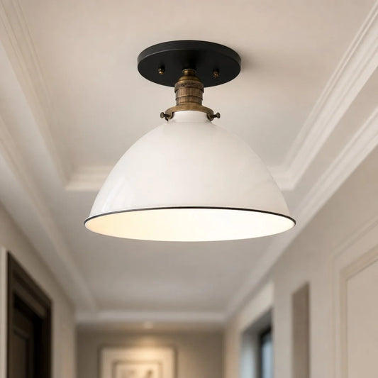 Vale Modern Industrial Enamel Metal Dome Ceiling Light