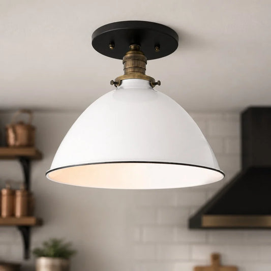 Vale Modern Industrial Enamel Metal Dome Ceiling Light