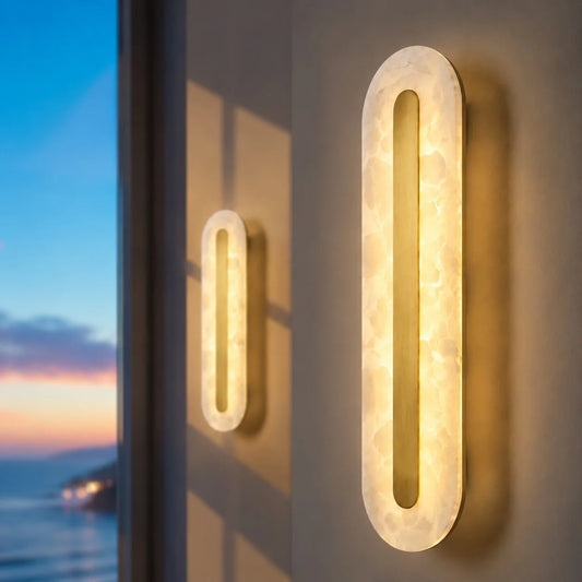 Valeria Modern Alabaster Rounded Linear Wall Lamp