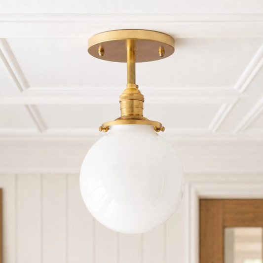 Vanyra Modern Opal Globe Semi-Flush Ceiling Light