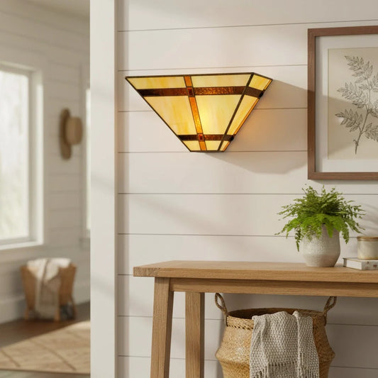 Varenna Farmhouse Tiffany Stained Glass Wall Sconce