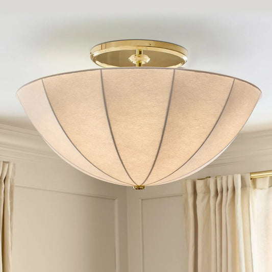 Vela Classic Traditional Round Pleated Shade Flush Mount Light