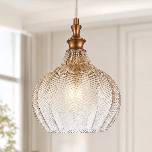 Velmira Modern Art Deco Textured Glass Pendant Light