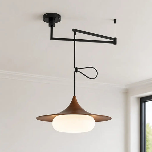 Velunna Modern Metal Acrylic Flared Swing Arm Pendant Light