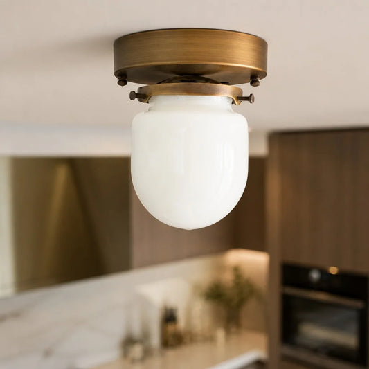 Vespart Modern Cylinder Milk Glass Semi‑Flush Ceiling Light
