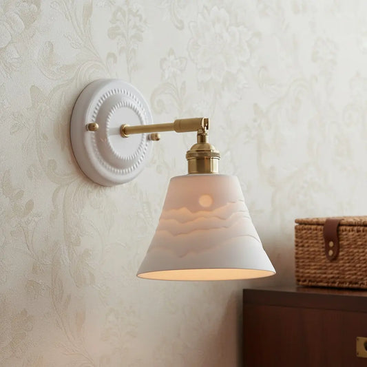 Vintage Brass Textured Ceramic Wall Sconce
