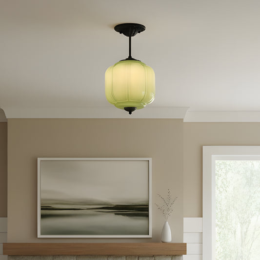 Vintage Eloise Cream Milk Glass Lantern Eloise Ceiling Light