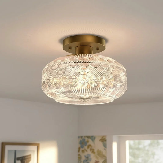 Vintage Floral Pattern Glass Ceiling Light