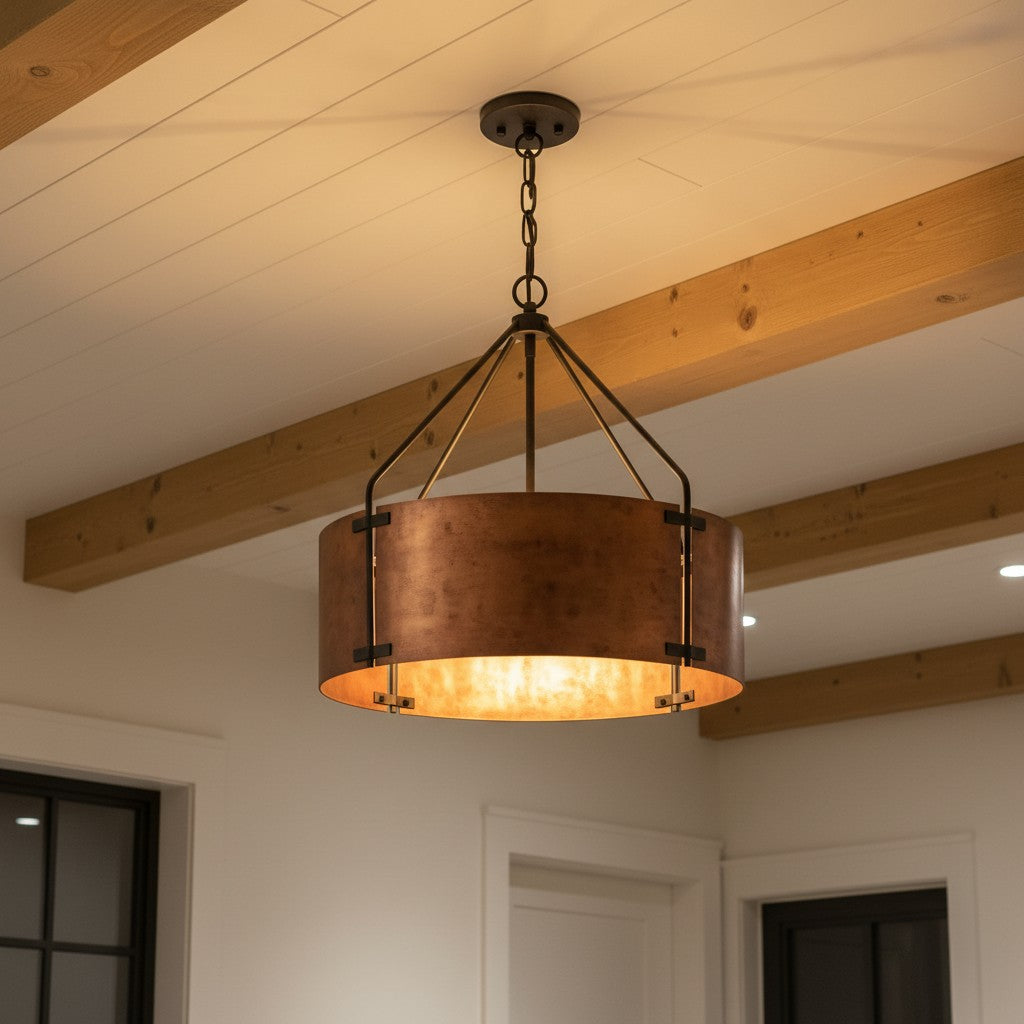 Chloe Vintage Drum Shade Bronze Pendant Light | Mergelighting – Merge ...