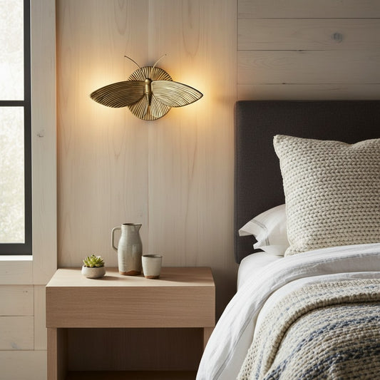 Vintage Moth-Shaped Resin Wall Light