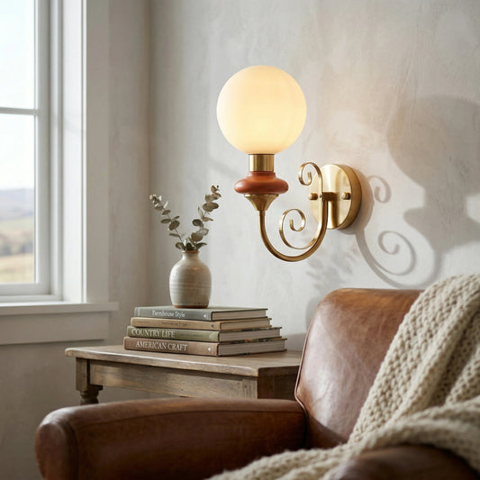 Vintage Sculptural Orb Metal Wall Light