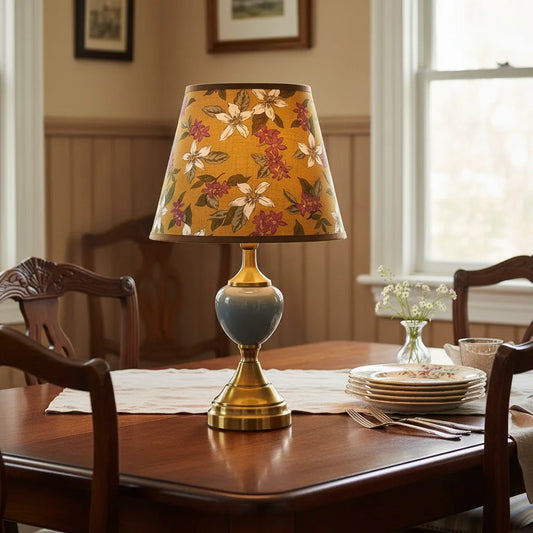 Vintage Tapered Fabric Ceramic Table Lamp