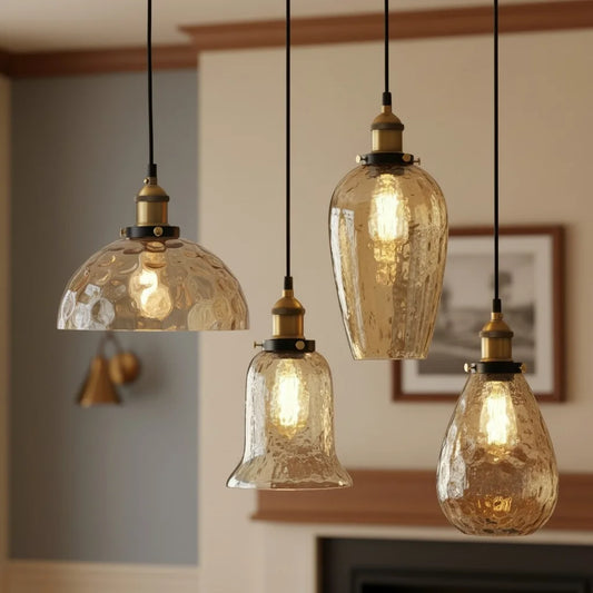 Vintage Textured Glass Dome Pendant Light