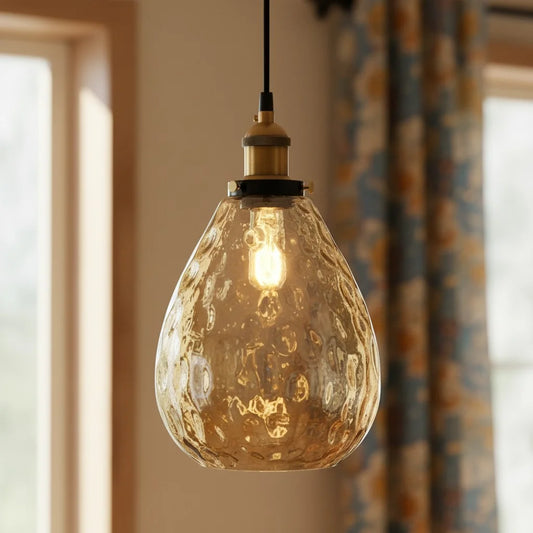 Vintage Textured Glass Dome Pendant Light
