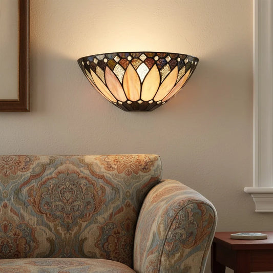 Vintage Tiffany  Stained Glass Wall Sconce