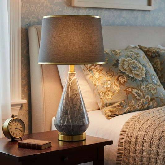 Vintage Vase Base Fabric Ceramic Table Lamp