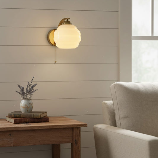 Vintage Bauhaus Milk Glass Wall Sconce