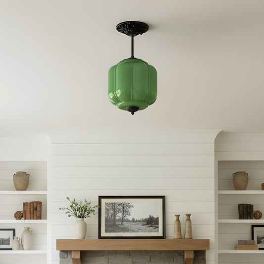 Vintage Eloise Cream Milk Glass Lantern Eloise Ceiling Light