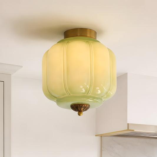 Eloweni Vintage Scallop Milk Glass Flush Mount Ceiling Light