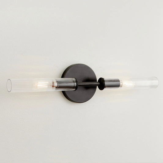 Vireo Farmhouse Cooper Ribbed Glass Tube Sconce