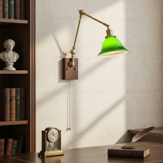 Virginia Vintage Brass Swing Arm Wall Lamp