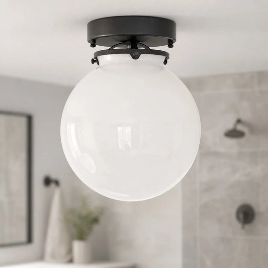 Vivian Minimalist Globe Milk Glass Ceiling Light