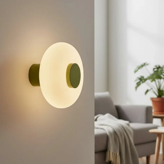 Vorell Minimalist Round Glass Wall Light