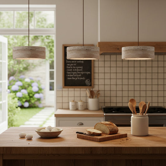 Wabi-Sabi Travertine Natural Stone LED Pendant Light