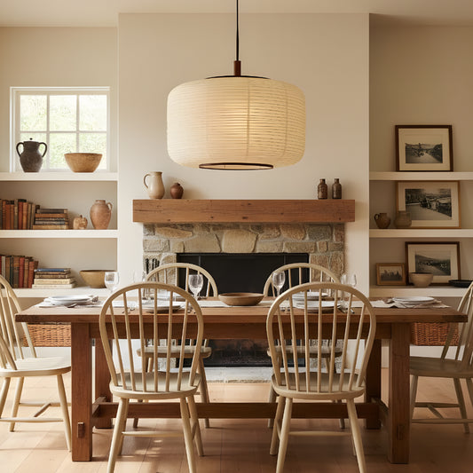 Wabi Sabi Ribbed Paper Lantern Pendant Light