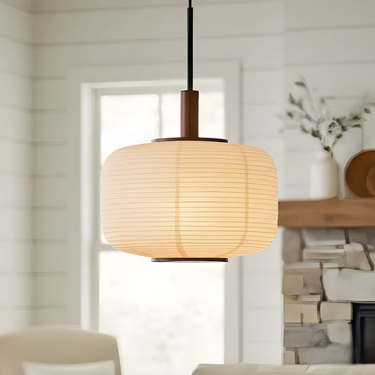 Wabi Sabi Ribbed Paper Lantern Pendant Light