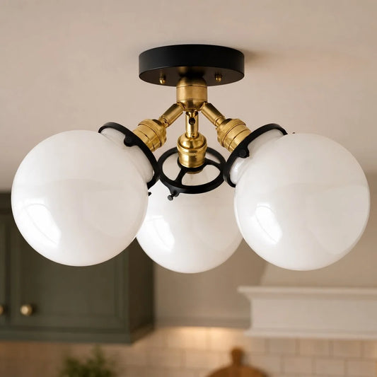 Windsor Mid Century Modern Opal Glass Ceiling Light