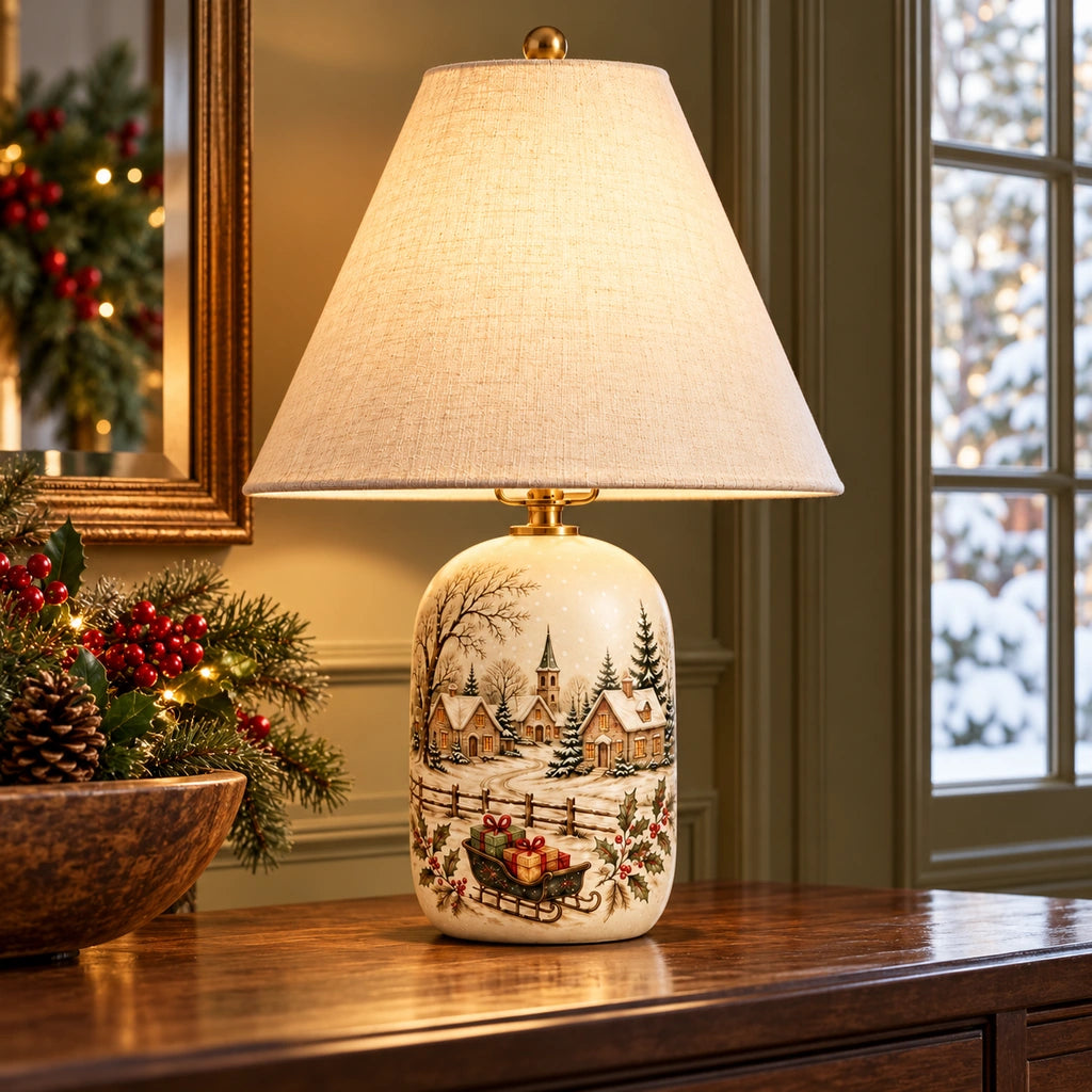 Winter Village finish table lamp