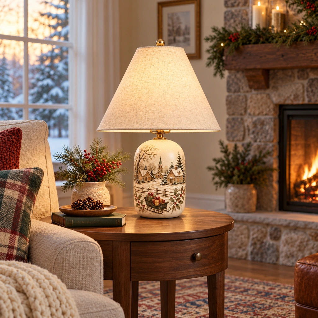 Winter Village table lamp in a living room