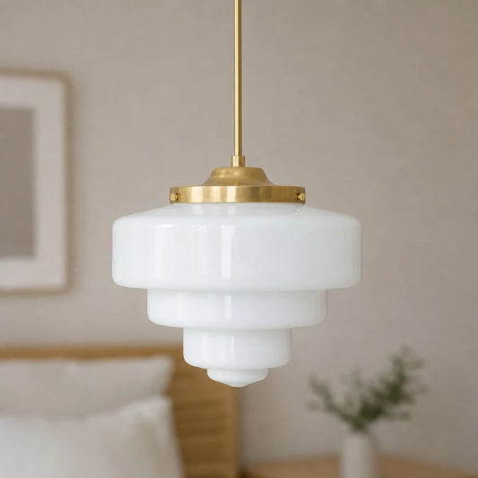 Wircd Artistic Tiered Milk Glass Pendant Light