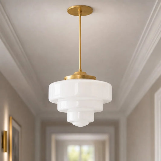 Wircd Artistic Tiered Milk Glass Pendant Light