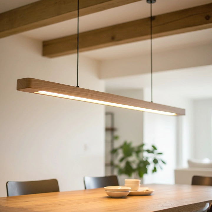 Wood Linear Suspension Rounded Chandelier
