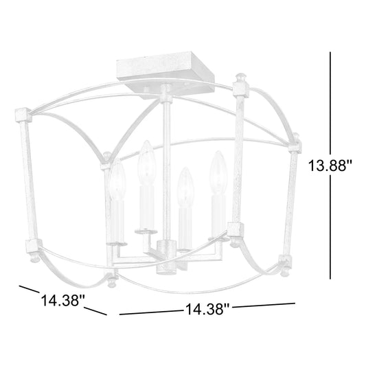 Wren Retro 4-Light Metal Frame Semi Flush Mount