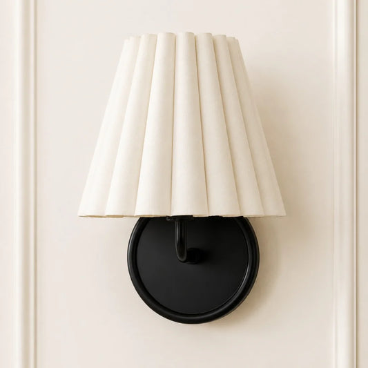 Wren Minimalist Textured Linen Fabric Tapered Wall Sconce