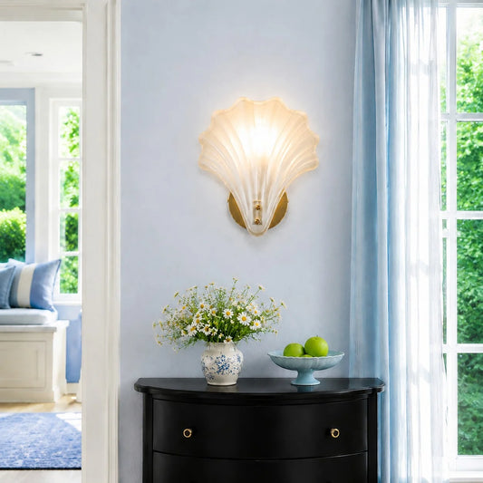 Xyra Modern Pearl Scallop Shell Glass Wall Lamp