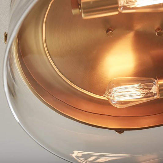 Yari Industrial 2-Light Cylinder Clear Glass Flush Mount Light