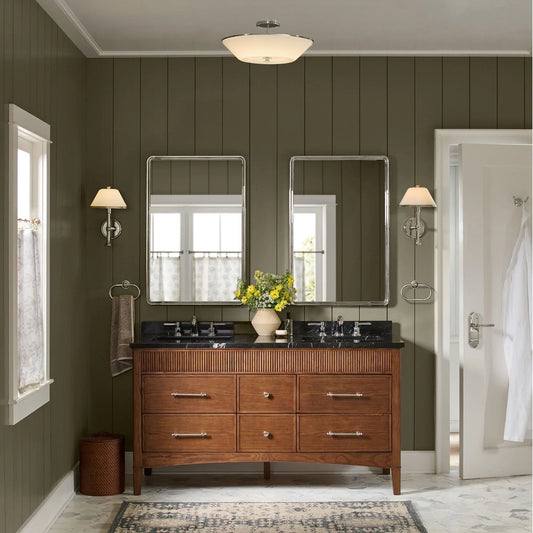 Ysée Minimalist White Glass Bowl Semi Flush Mount Light