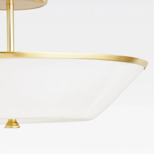 Ysée Minimalist White Glass Bowl Semi Flush Mount Light