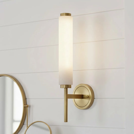 Zamira Minimalist Alabaster Cylinder Wall Sconce