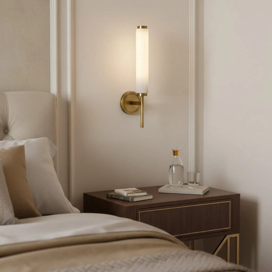 Zamira Minimalist Alabaster Cylinder Wall Sconce