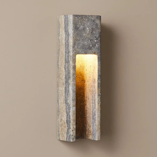 Zoey Minimalist Indoor-Outdoor Travertine Wall Sconce
