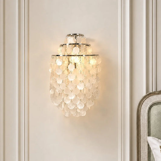 Zorielle Modern Capiz Shell Round Tiered Wall Light