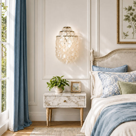 Zorielle Modern Capiz Shell Round Tiered Wall Light