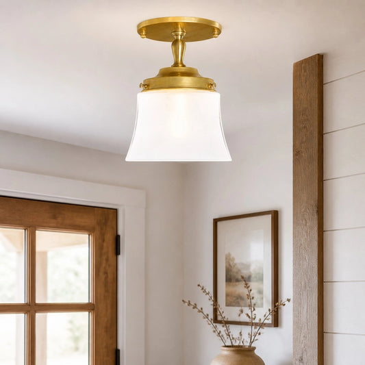 Zylah Modern Trumpet Brass Semi-Flush Ceiling Light